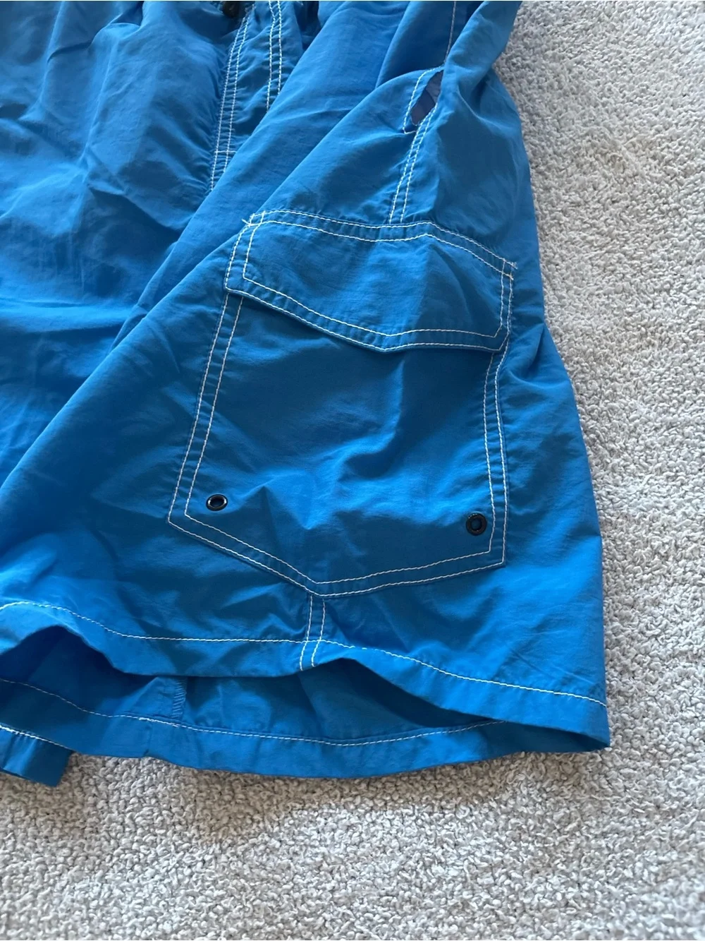 Men's Blue Cargo Swim Shorts with Drawstring Waist